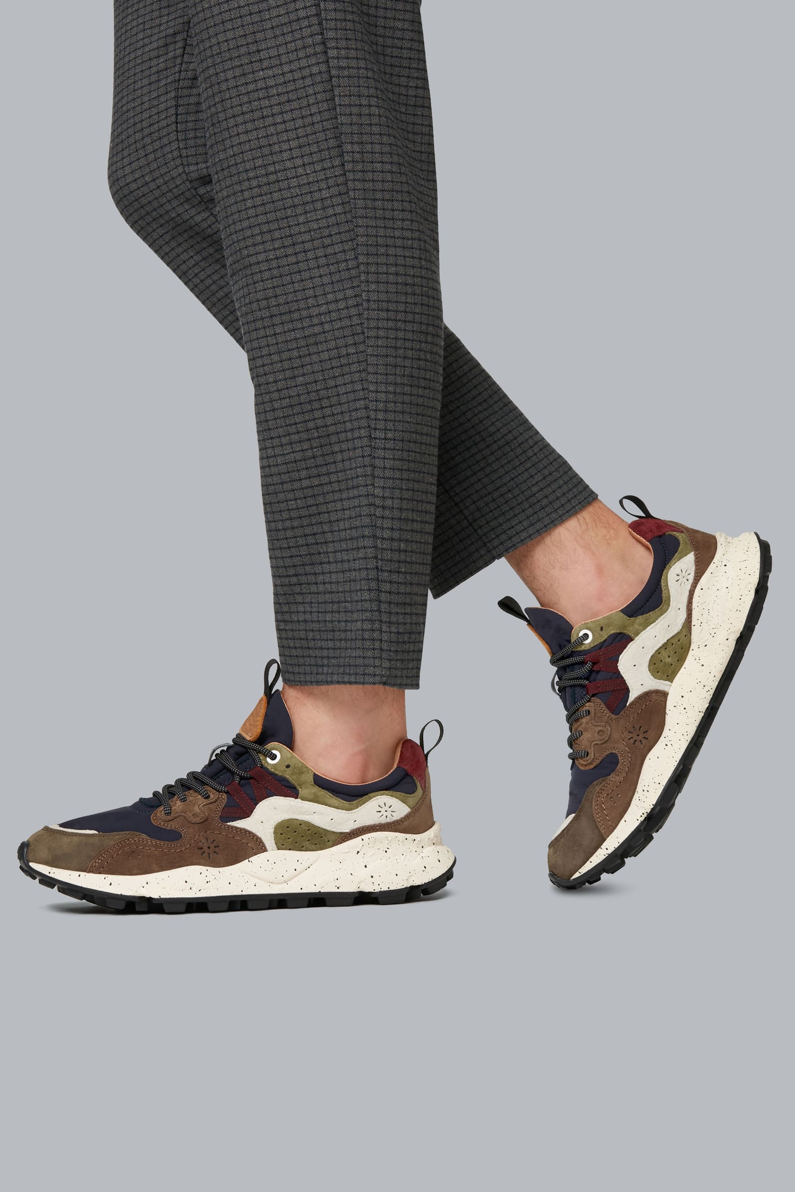 Basket Flower Mountain YAMANO 3 Homme Marron Bleu Marine | 390-CZHBNW